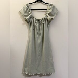 Topshop Lettuce Hem Off the Shoulder Dress in Sage Green - 8‎